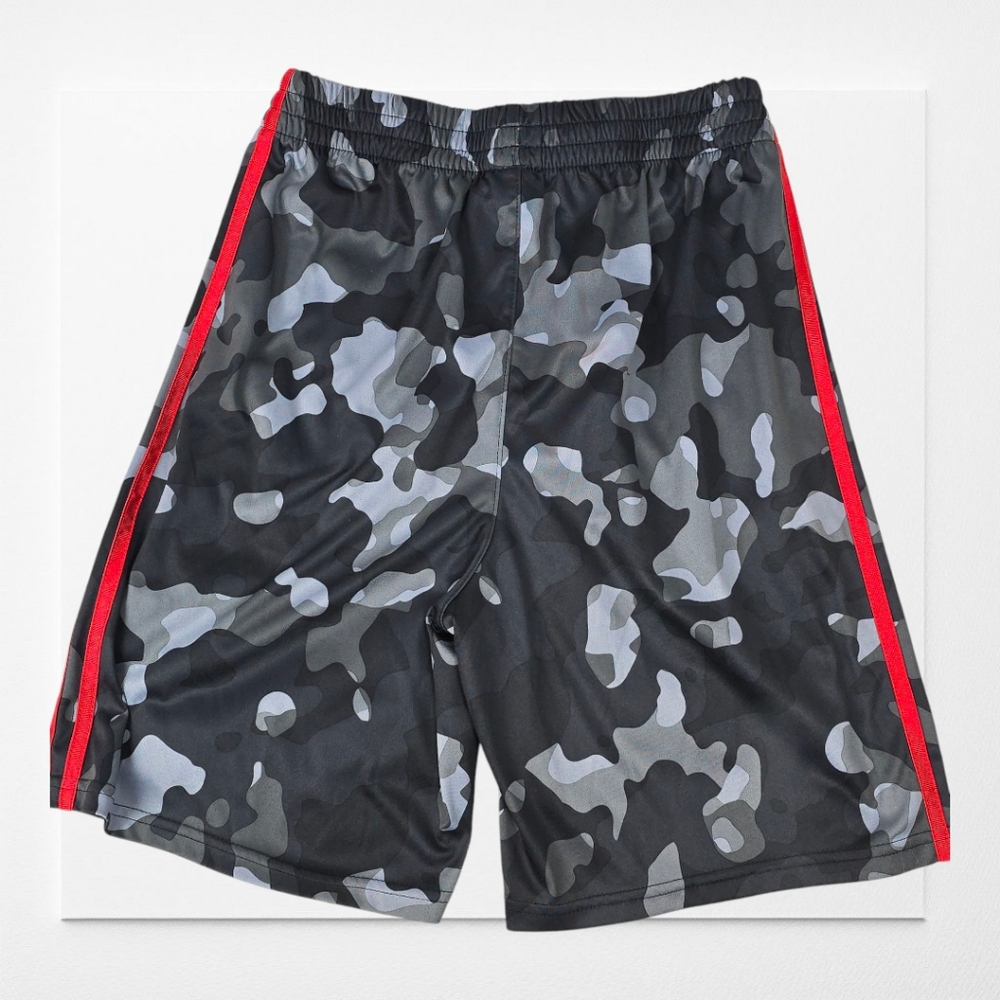 adidas Kids Camo Shorts with Red Stripes - Picture 7 of 8
